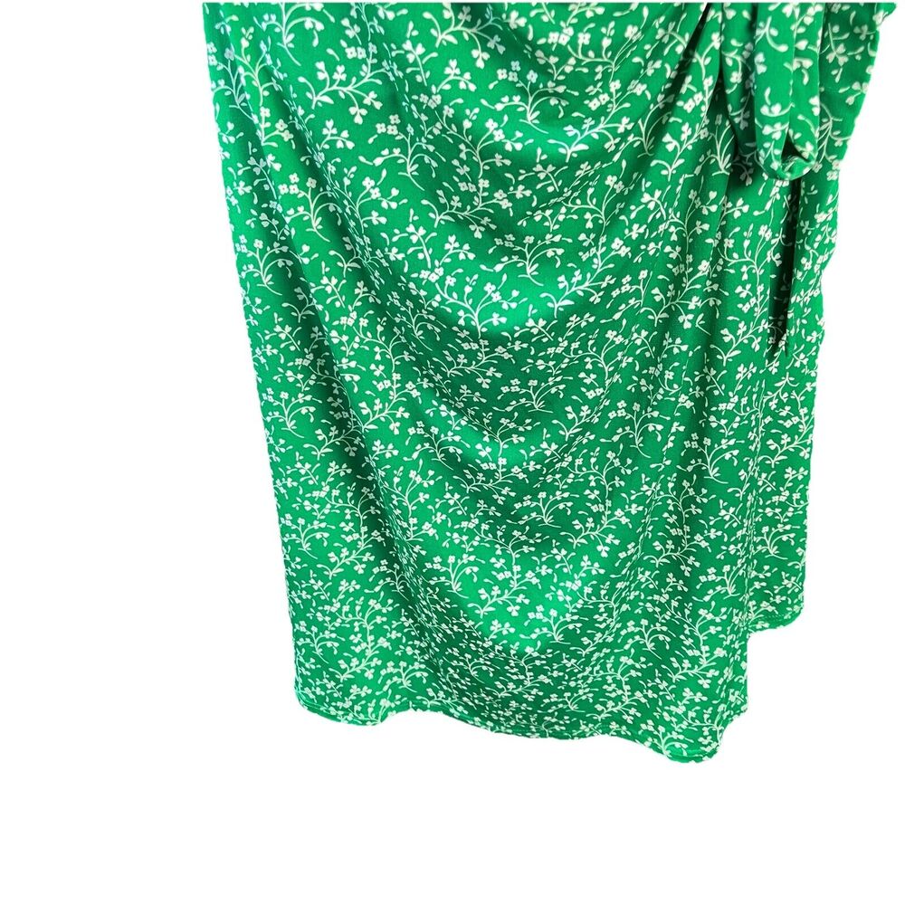 MSK Wrap Dress Lg Kelly Green Floral St Patrick’s Day Midi Retro 70s 80s 90s Y2K - Picture 4 of 9
